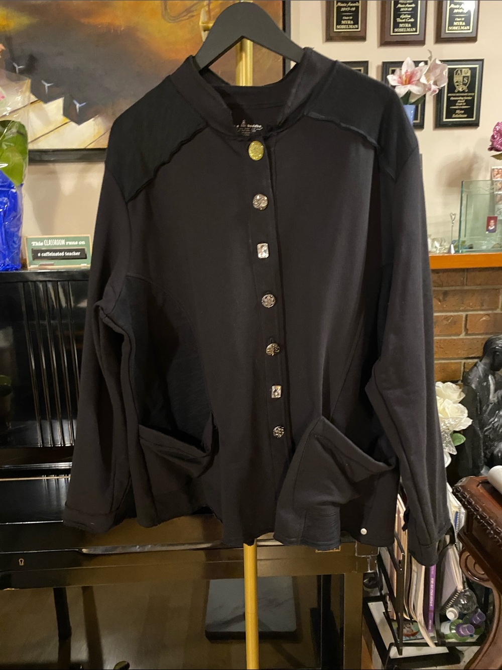 neon buddha NEW Black Button-Front Blazer Jacket